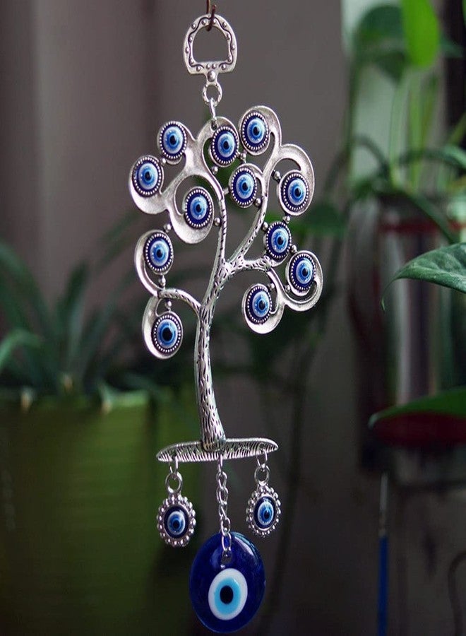 BLUE BEADS خرز أزرق معدني لتزيين المنزل، زينة عين الحسد، زينة معلقة على الباب أو الشجرة، زينة معلقة على الباب أو السيارة، تميمة للسيارة والمنزل والمكتب للحماية والبركة، أزرق - Image 3